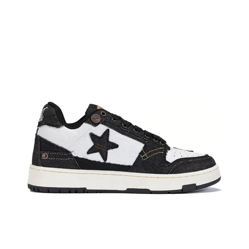 Opp France Black And White Lace Up Trendy Star Casual Shoes For Both Men And Women