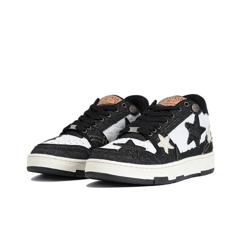 Opp France Black And White Lace Up Trendy Star Casual Shoes For Both Men And Women