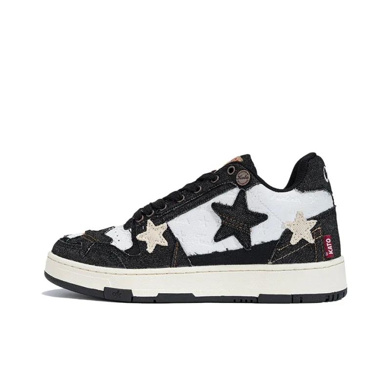opp france Black and white lace up trendy star casual shoes for both men and women