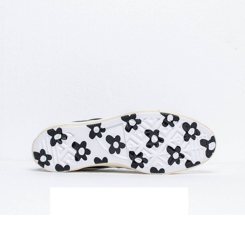 Opp France Black And White Low-top Small Flower Leather Unisex Casual Shoes