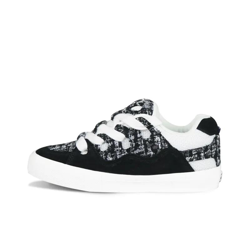 opp france Black and white small fragrant style spliced unisex fashionable casual shoes