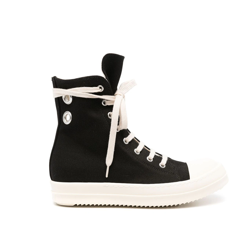 opp france Black canvas high top lace up unisex boots opp france Black canvas high top lace up unisex boots