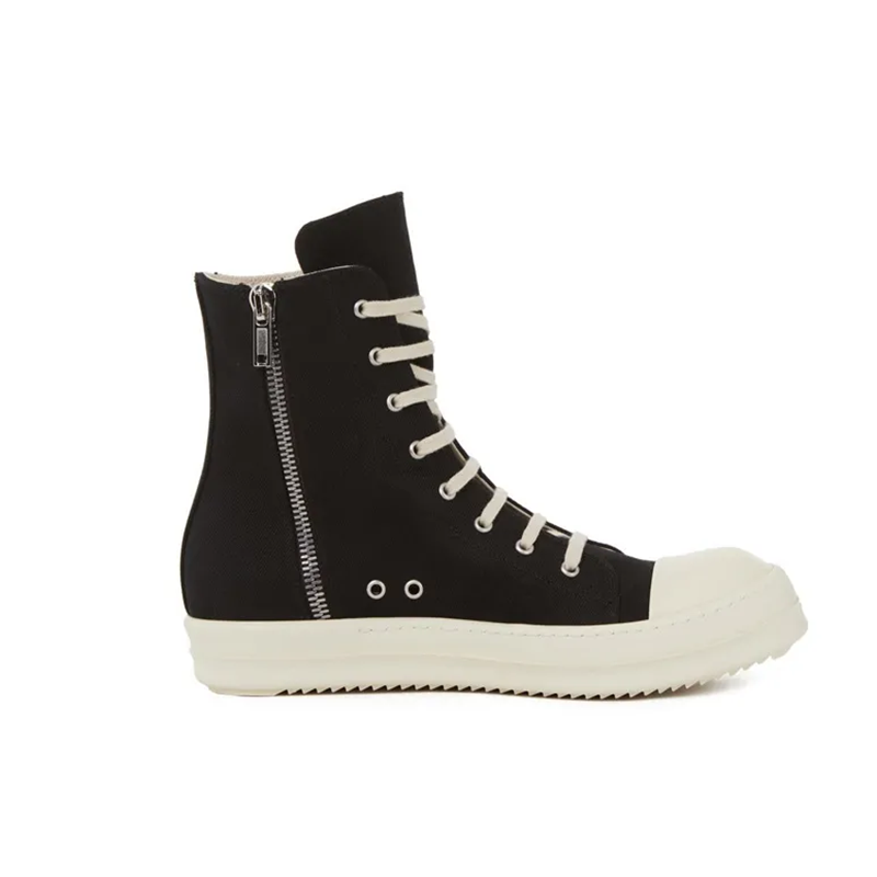 Opp France Black Canvas High Top Lace-up Zipper Versatile Men’s And Women’s Short Boots