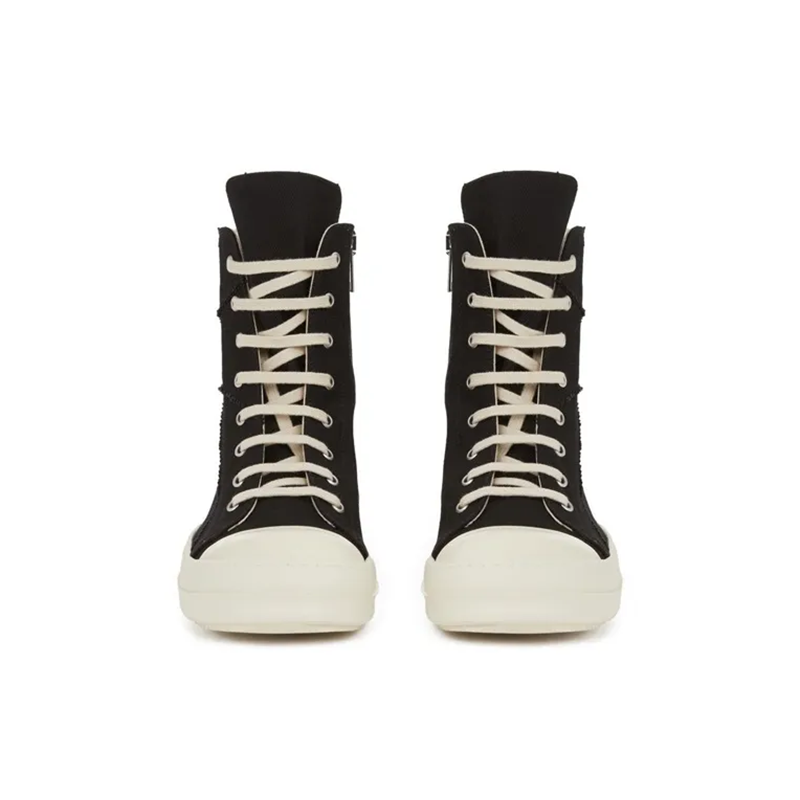 Opp France Black Canvas High Top Lace-up Zipper Versatile Men’s And Women’s Short Boots