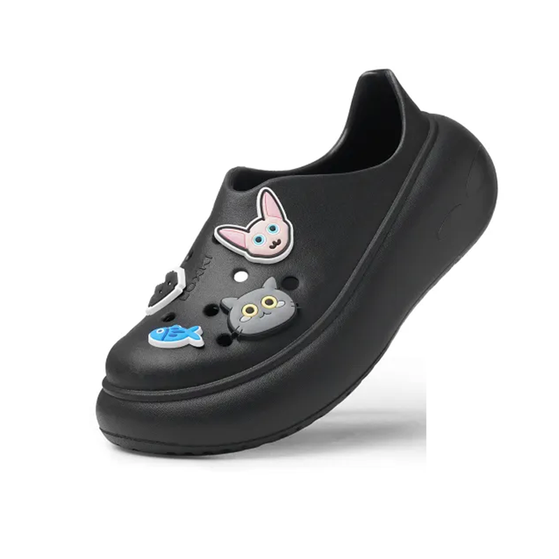 opp france Black cute hole shoes thick sole height increasing women’s beach shoes