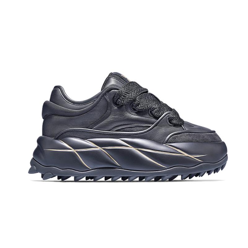 Opp France Black Dad Shoes Versatile Height Increasing Thick Soled Unisex Casual Bread Shoes