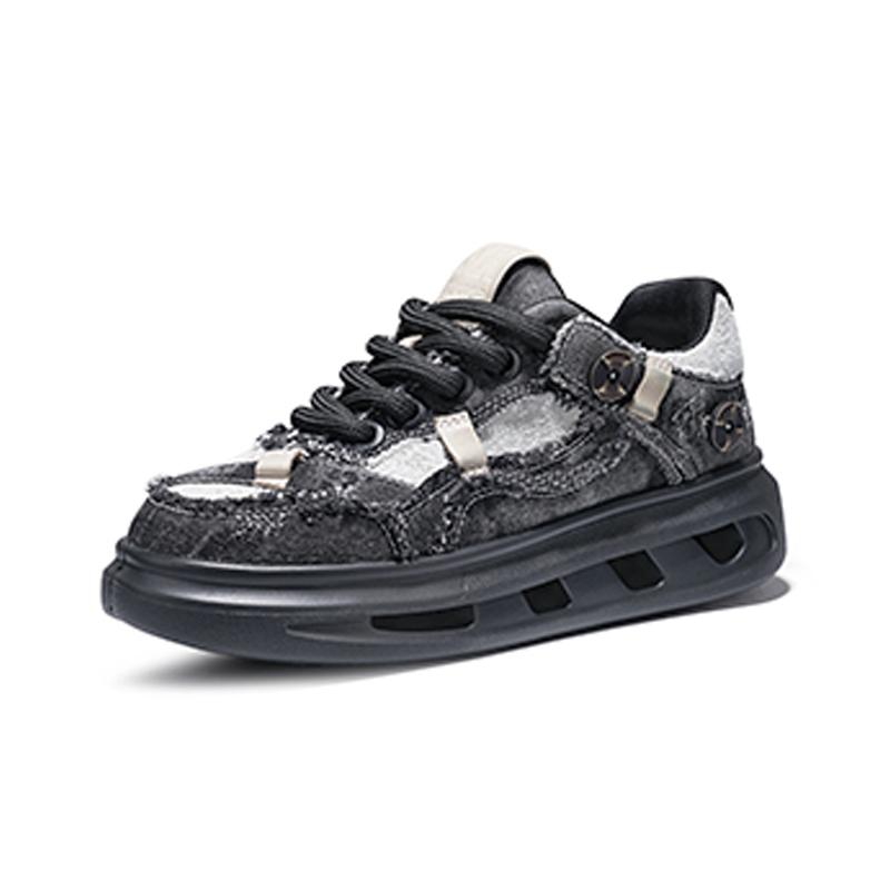 Opp France Black Denim Cushioned Versatile Thick Soled Men’s Casual Shoes Breathable Dad Shoes