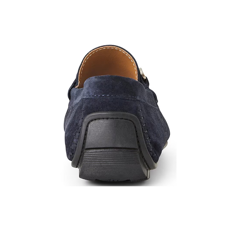 Opp France Black Flat Leather Breathable Soft-soled Slip-on Shoes