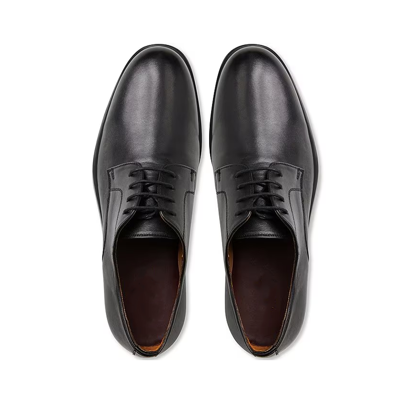 Opp France Black Flat Round Toe Lace-up Men’s Casual Leather Shoes Work Shoes