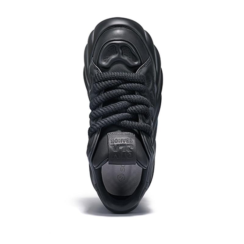 Opp France Black Genuine Leather Trendy Low-top Trendy Versatile Thick-soled Men’s Casual Shoes