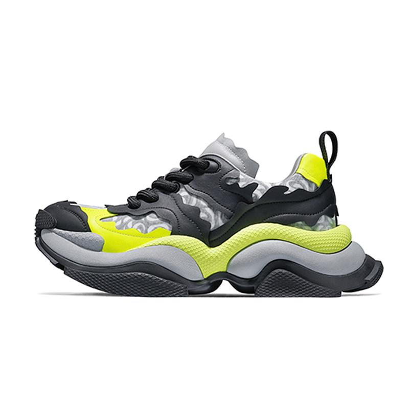 opp france Black green summer print dad shoes trendy brand breathable couple retro versatile men’s and women’s casual shoes