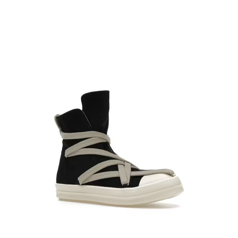 Opp France Black High-top Canvas Lace-up Unisex Thick-soled Casual Shoes And Ankle Boots