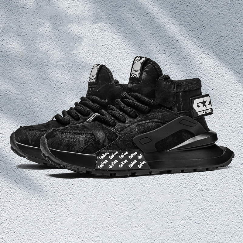 Opp France Black High Top Lace Up Fashionable And Versatile Men’s Casual Shoes