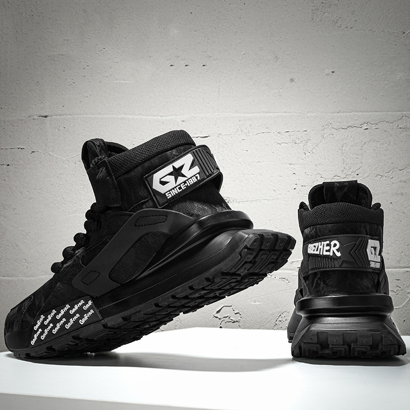 Opp France Black High Top Lace Up Fashionable And Versatile Men’s Casual Shoes