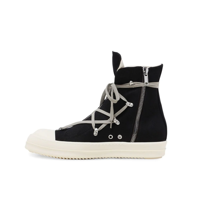 Opp France Black High Top Trend Cross Lace Retro Canvas Unisex Casual Shoes Short Boots