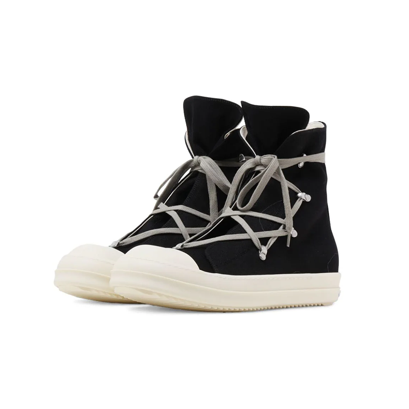 Opp France Black High Top Trend Cross Lace Retro Canvas Unisex Casual Shoes Short Boots