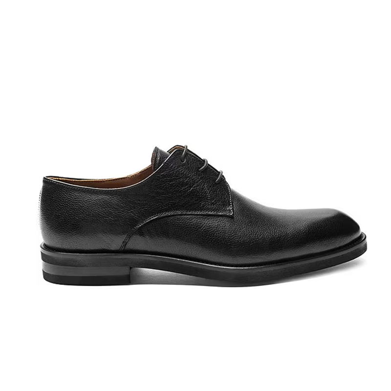opp france Black lace-up retro business men’s leather shoes