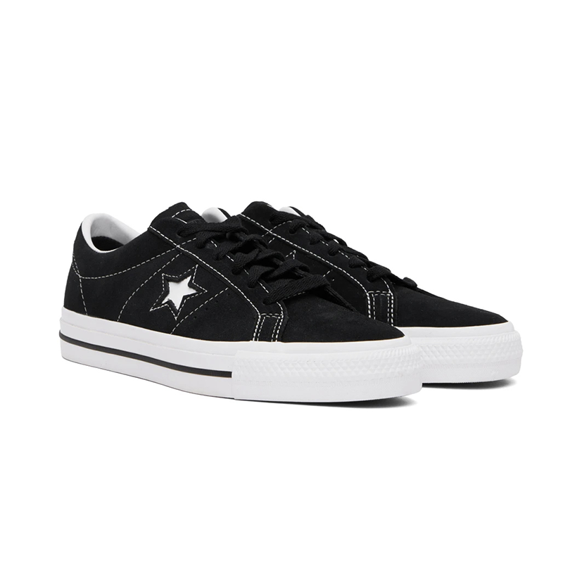 Opp France Black Leather All-match Low-top Lace-up Star-studded Casual Shoes For Men And Women