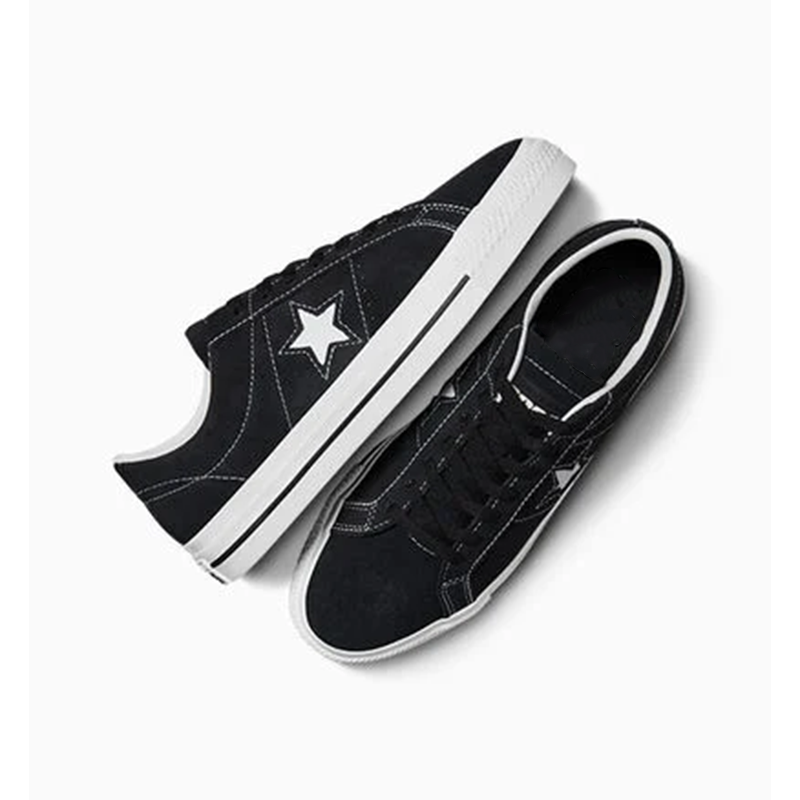 Opp France Black Leather All-match Low-top Lace-up Star-studded Casual Shoes For Men And Women