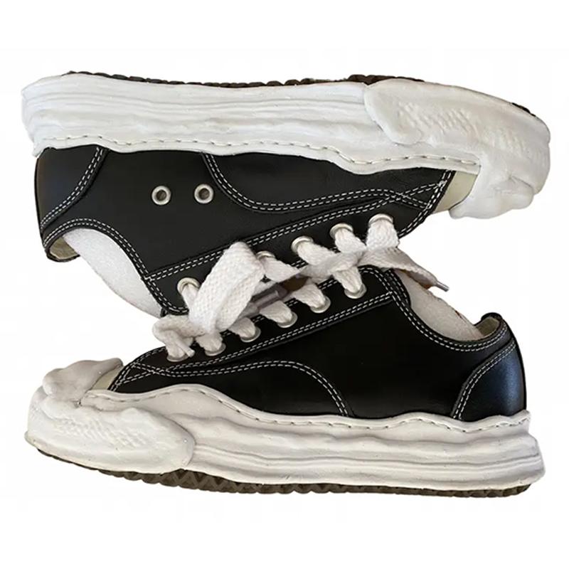 Opp France Black Leather Breathable Lace-up Thick-soled Men’s Sports Casual Shoes