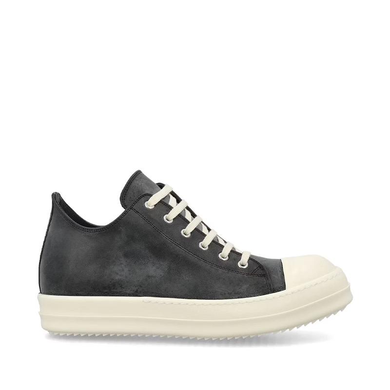 opp france Black leather low-top lace-up unisex casual sneakers opp france Black leather low-top lace-up unisex casual sneakers