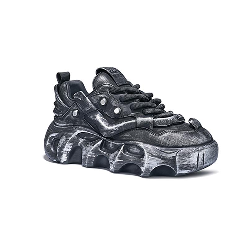 Opp France Black Niche Sneakers For Men Genuine Leather Versatile Bread Shoes