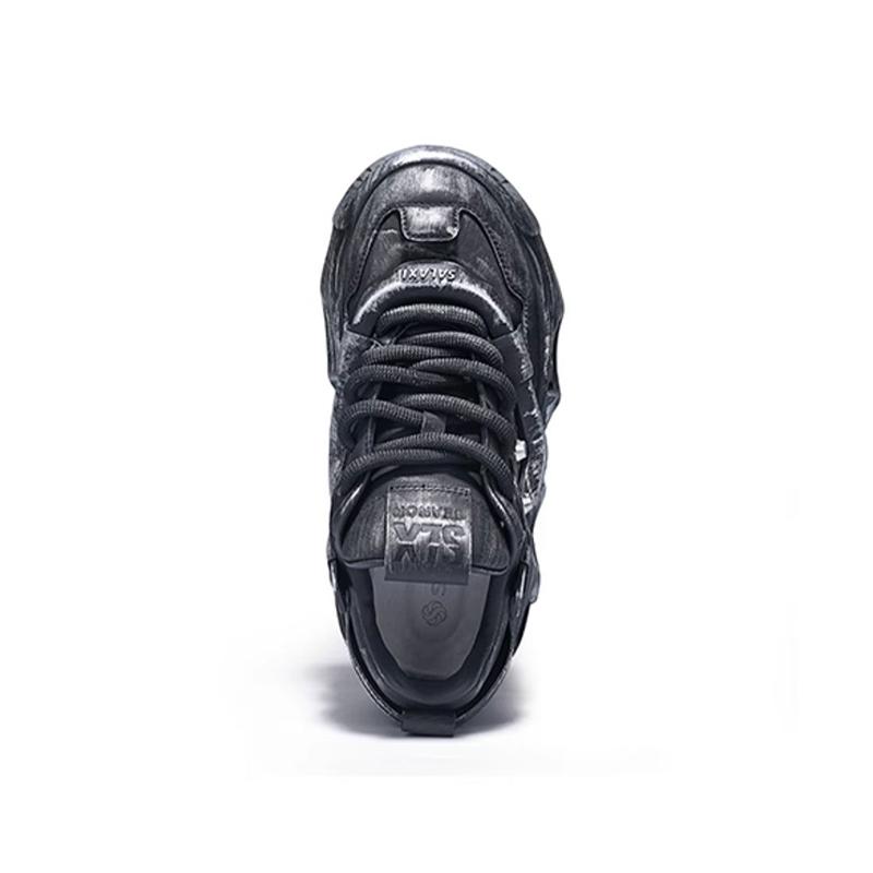 Opp France Black Niche Sneakers For Men Genuine Leather Versatile Bread Shoes