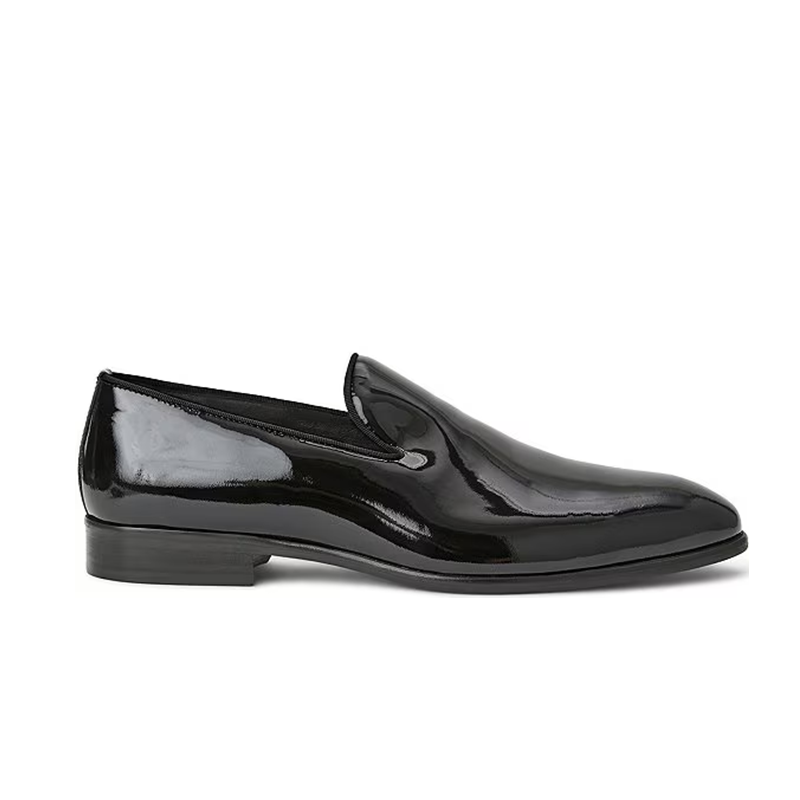 Opp France Black Patent Leather Shiny Slip-on Men’s Business Leather Shoes