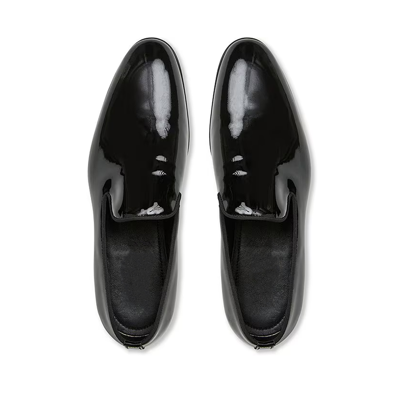 Opp France Black Patent Leather Shiny Slip-on Men’s Business Leather Shoes
