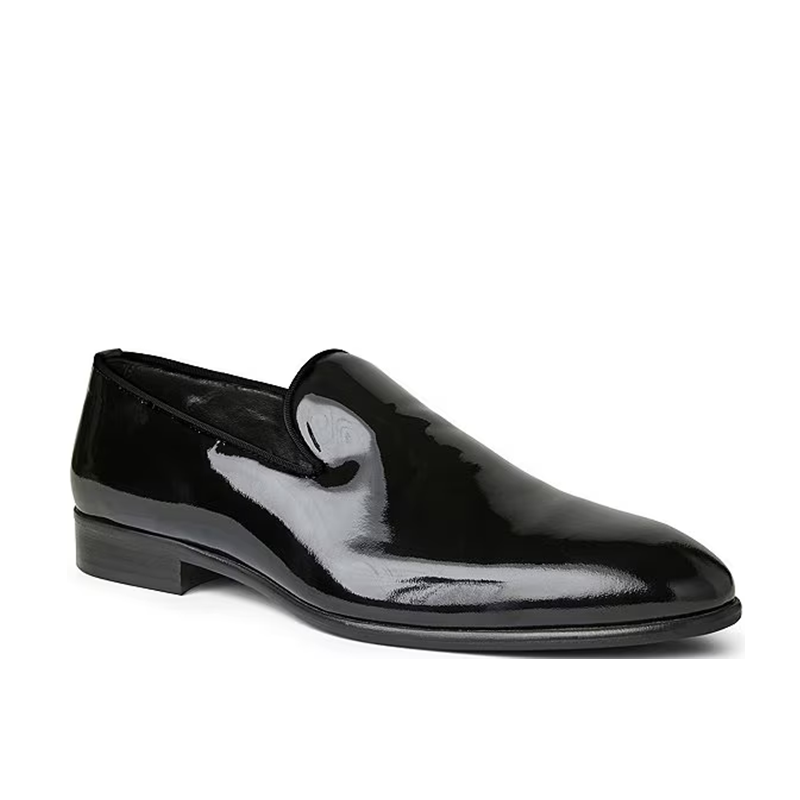 opp france Black patent leather shiny slip-on men’s business leather shoes