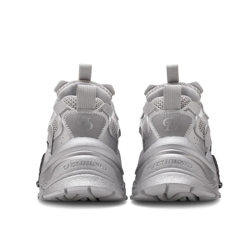 Opp France Black Silver Thick Sole Height Increasing Retro Sports And Casual Shoes For Men And Women