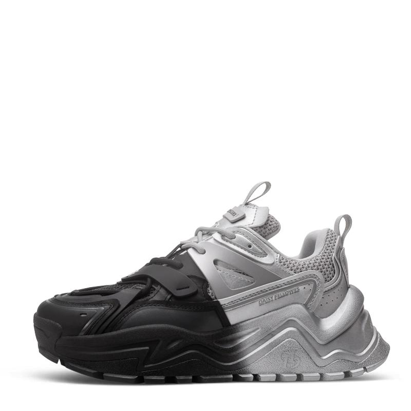 opp france black silver thick sole height increasing retro sports and casual shoes for men and women