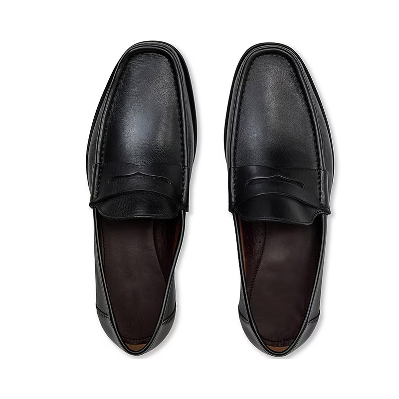 Opp France Black Square Toe Breathable Soft Sole Men’s Casual Loafers