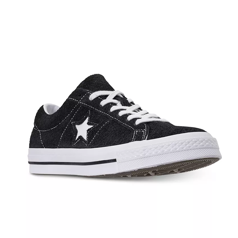 Opp France Black Suede Low-top Lace-up Star Unisex Casual Shoes