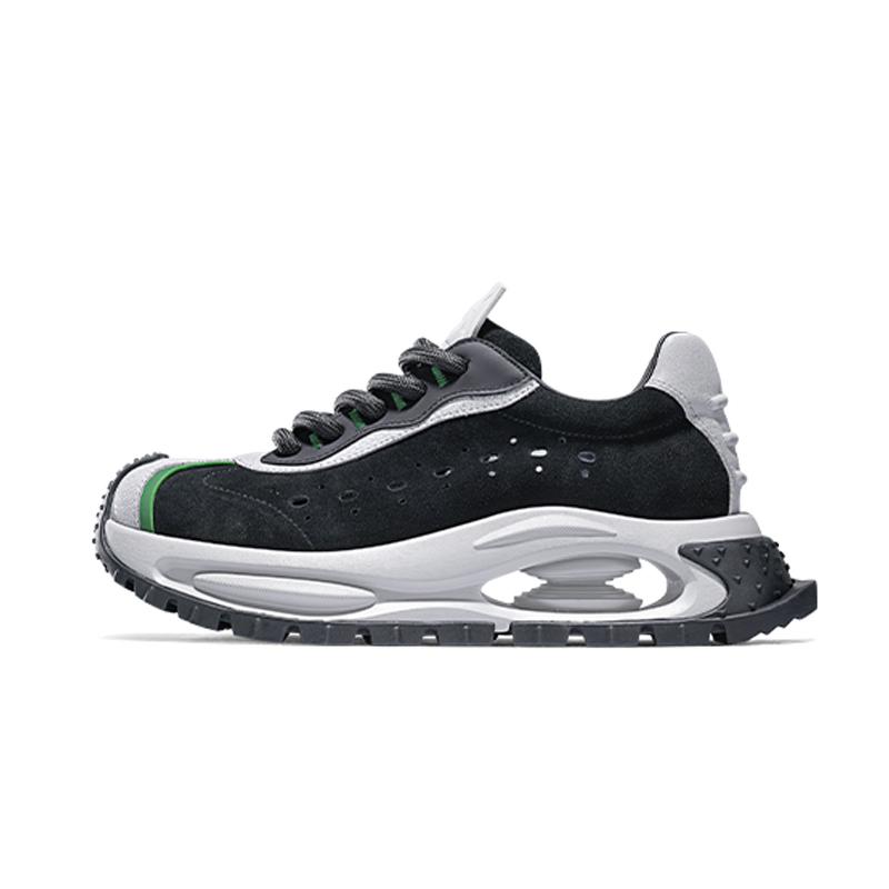 opp france Black summer thick soled trendy casual shoes for both men and women thick soled retro breathable dad shoes