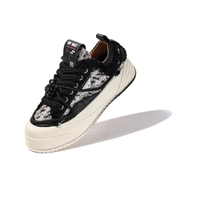 Opp France Black Tassel Edge Thick Sole Lace-up Unisex Casual Shoes