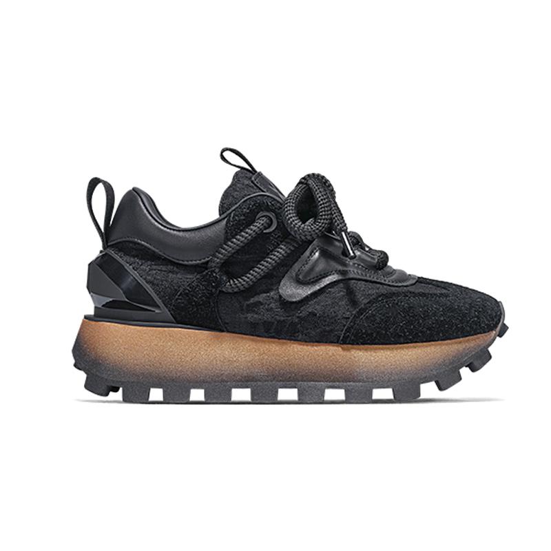 Opp France Black Temperament Trendy Shoes With Thick Soles Versatile Casual Shoes For Both Men And Women