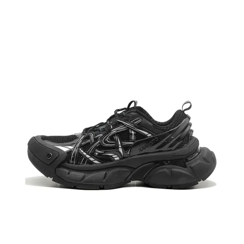 opp france Black thick-soled breathable sports shoes for men and women