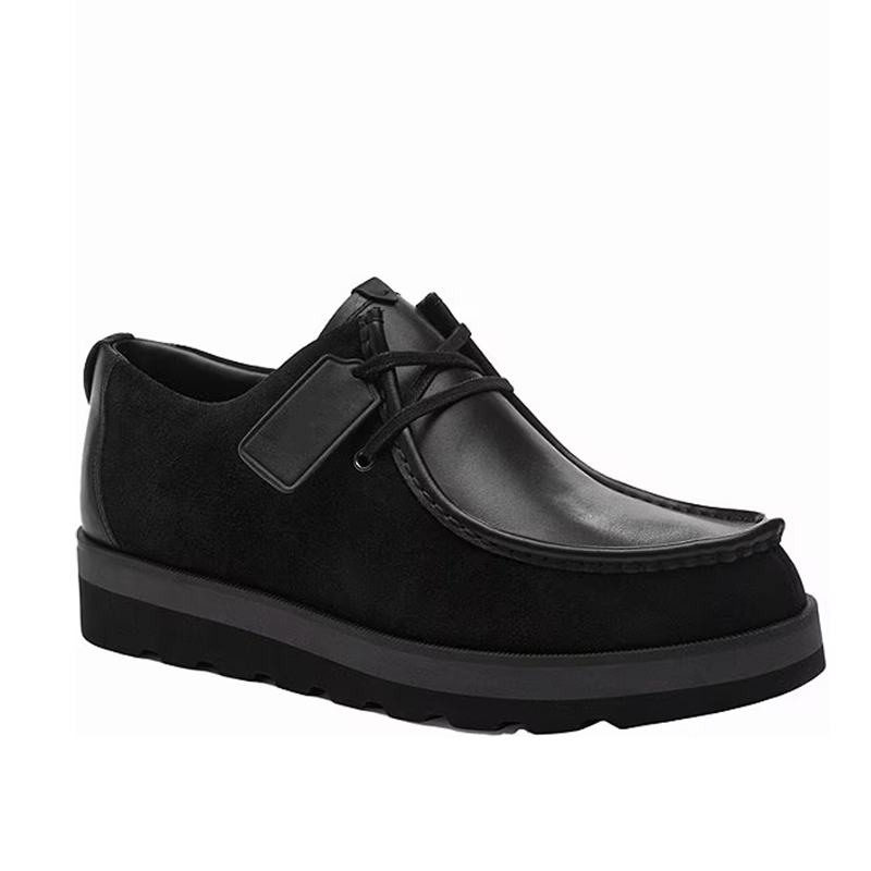 opp france Black thick-soled lace-up all-match men’s casual shoes