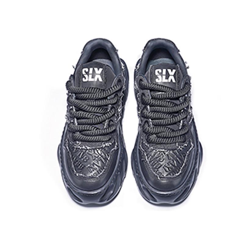 Opp France Black Trendy Brand Genuine Leather Versatile Thick-soled Men’s Leather Casual Shoes