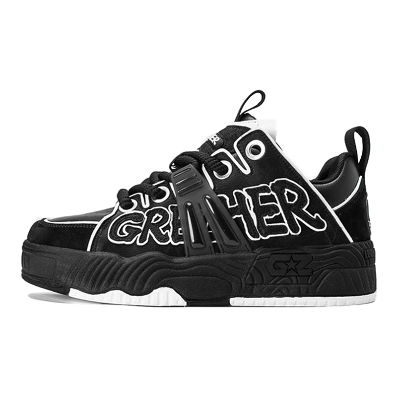 opp france Black trendy lace up youthful and fashionable unisex board shoes casual shoes