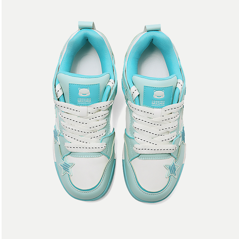 Opp France Blue And White Lace Up Star Anti Slip Breathable Unisex Board Shoes Casual Shoes