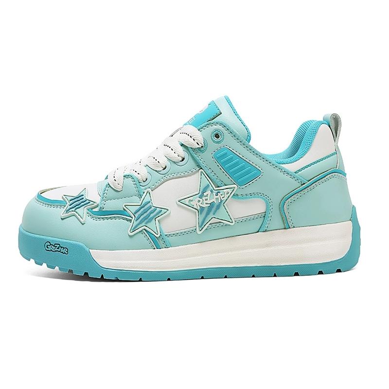 opp france Blue and white lace up star anti slip breathable unisex board shoes casual shoes