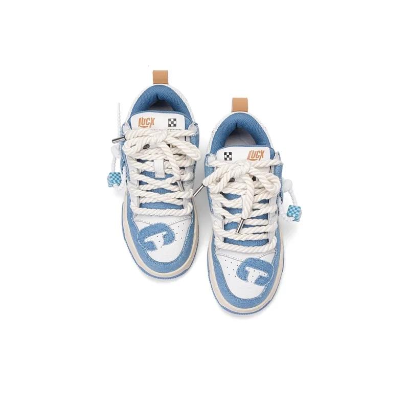 Opp France Blue And White Thick Shoelaces Youthful And Fashionable Casual Shoes For Both Men And Women