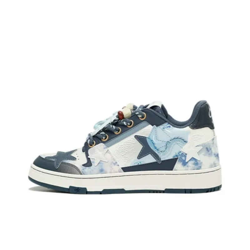 opp france Blue and white trendy print unisex casual shoes