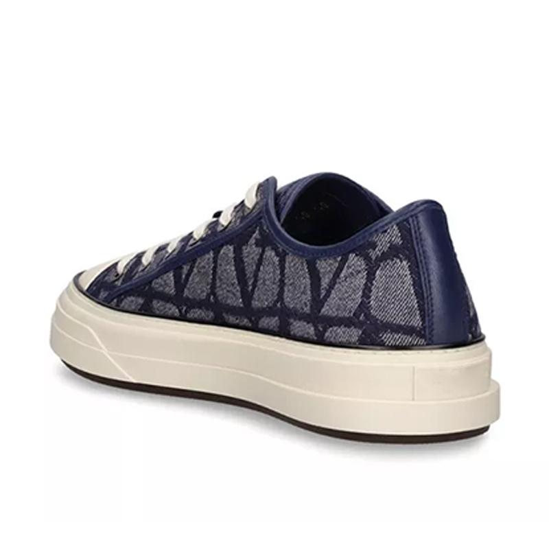Opp France Blue Canvas Printed Lace-up Men’s Thick-soled Casual Shoes