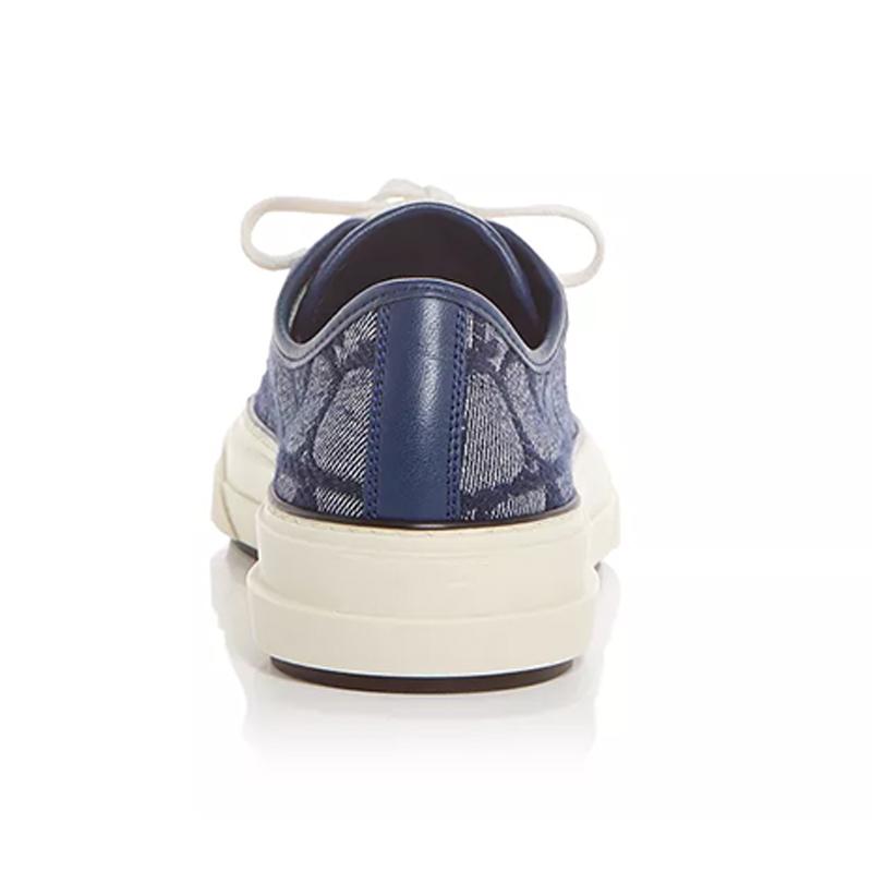 Opp France Blue Canvas Printed Lace-up Men’s Thick-soled Casual Shoes