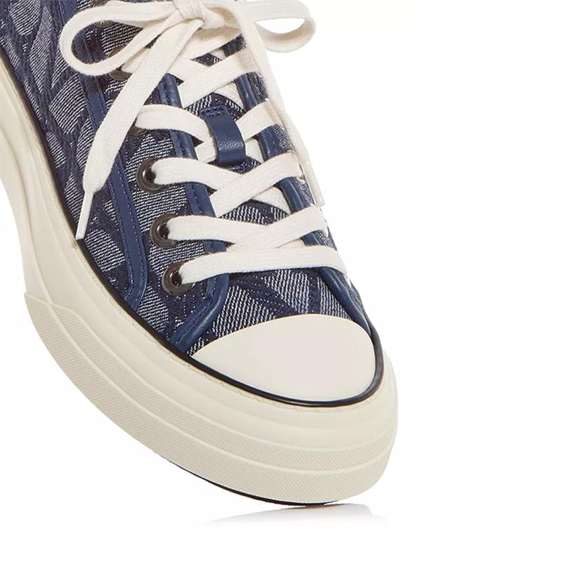 Opp France Blue Canvas Printed Lace-up Men’s Thick-soled Casual Shoes