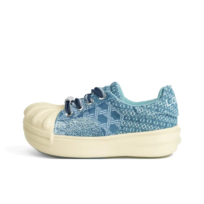 opp france Blue canvas shoes height increase thick bottom big toe shoes trendy shell toe women’s sneakers