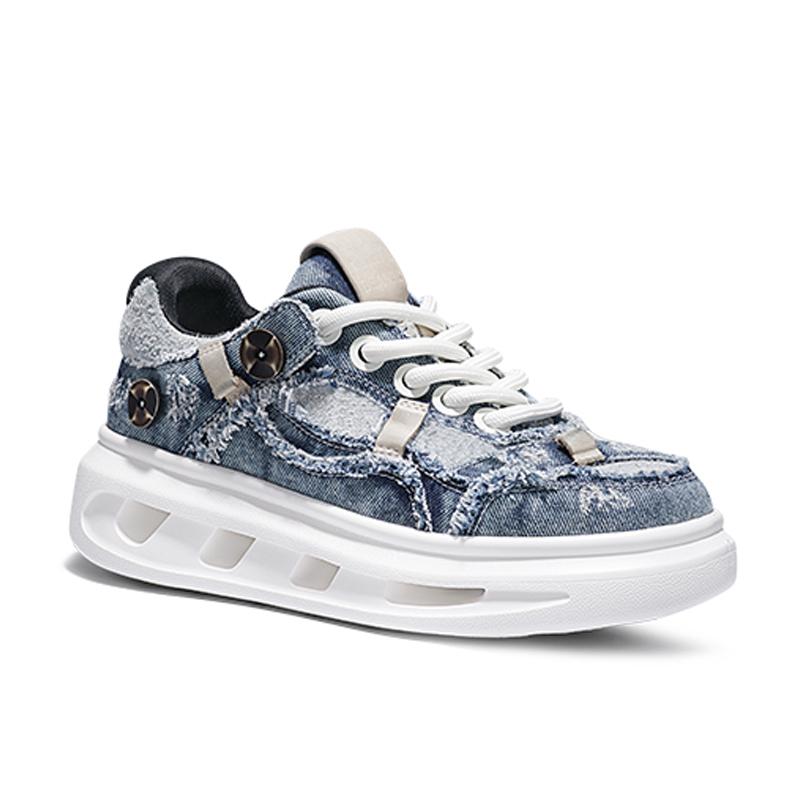 Opp France Blue Denim Shock-absorbing Versatile Thick Soled Casual Shoes For Both Men And Women Breathable Dad Shoes